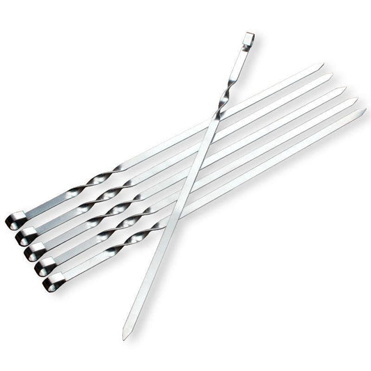 6pcs Stainless Steel Meat String Skewers for BBQ Outdoor Picnic