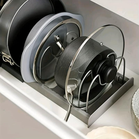 7pcs Kitchen Utensils Pan Storage Rack Retractable Dishes Expansion Rack