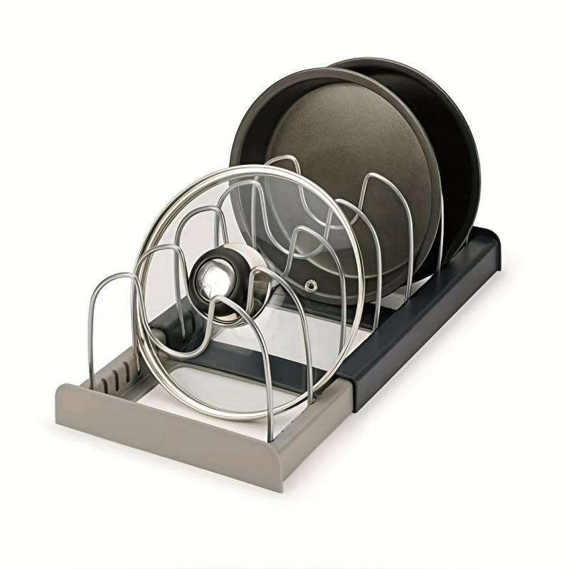 7pcs Kitchen Utensils Pan Storage Rack Retractable Dishes Expansion Rack