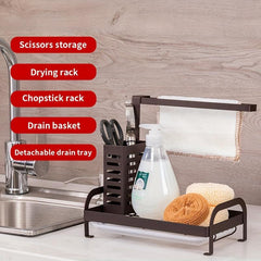 Sink Caddy Organizer Sponge Holder with Drain Pan for Kitchen Sink