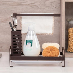 Sink Caddy Organizer Sponge Holder with Drain Pan for Kitchen Sink
