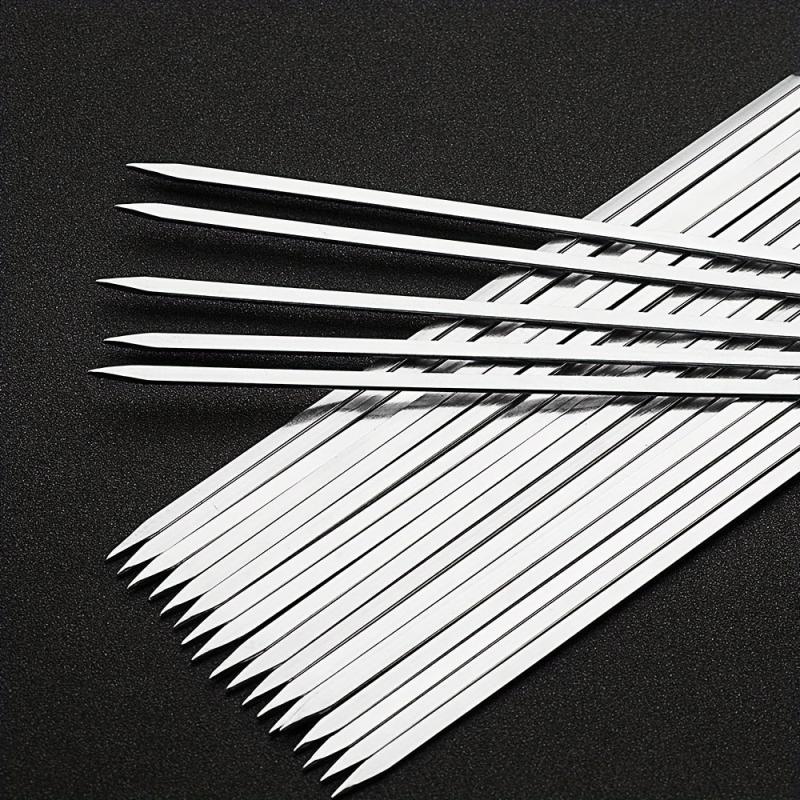 15pcs 11 Stainless Steel BBQ Skewers Kebabs Outdoor Accessories