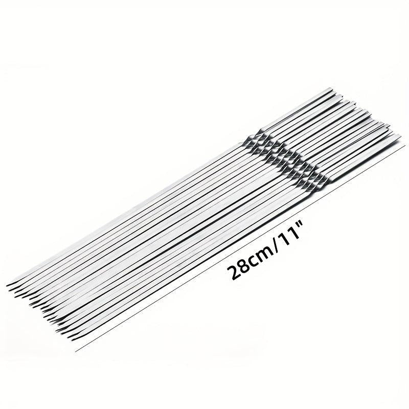 15pcs 11 Stainless Steel BBQ Skewers Kebabs Outdoor Accessories