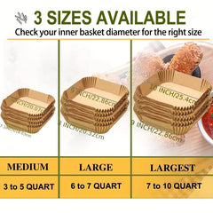 50pcs Air Fryer Disposable Paper Liners 22 86 Cm Round Square Parchment Pape