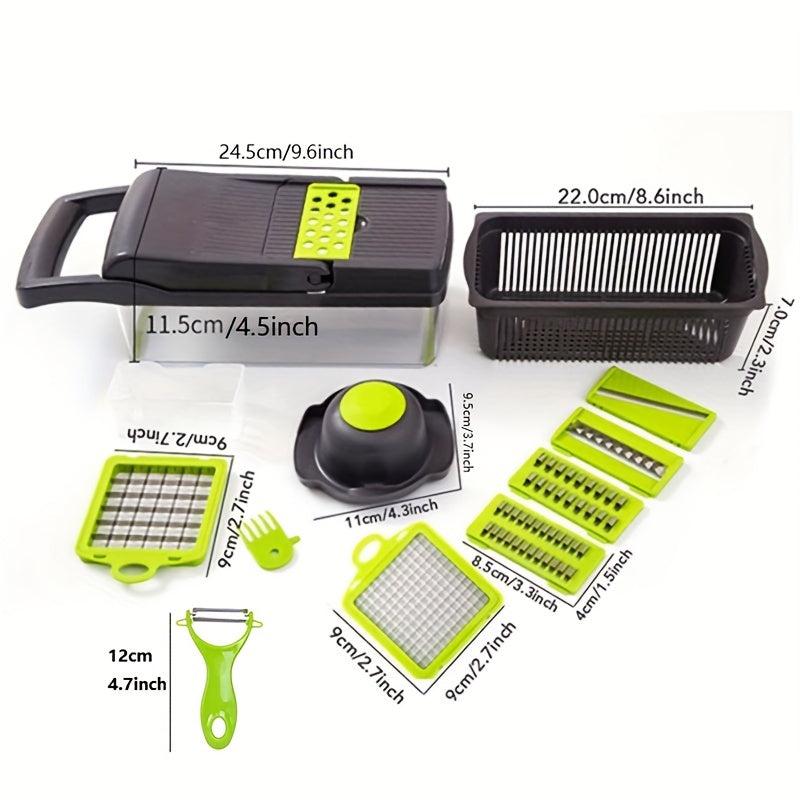 16in1 Vegetable Chopper & Fruit Slicer Container Pro, Manual Food Grater