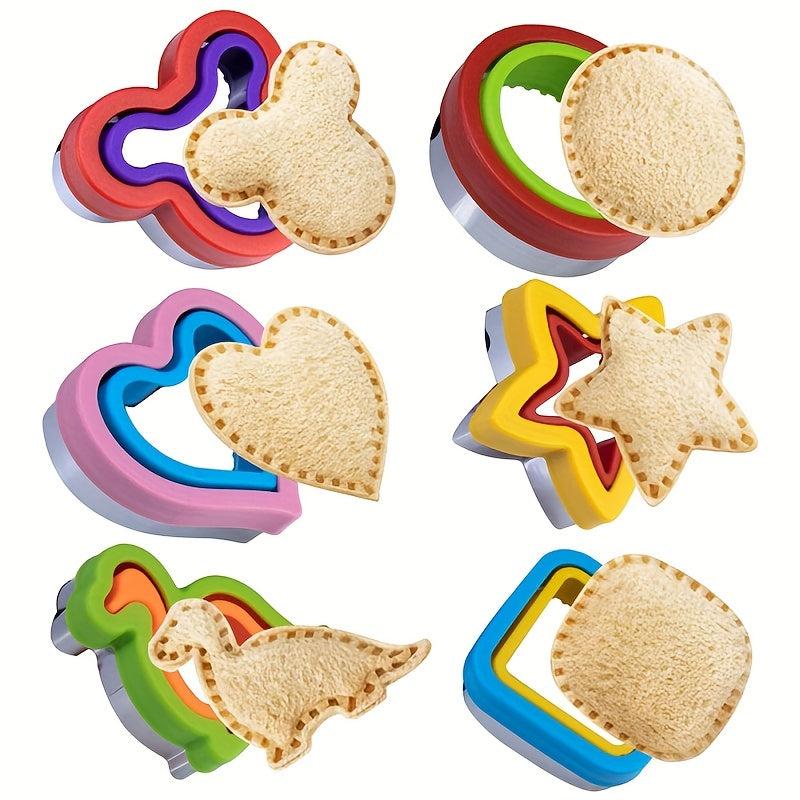 6pcs Sandwich Cutter And Sealer Set For Kids Lunch Bento Box