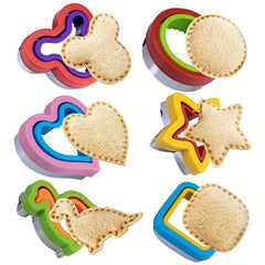 6pcs Sandwich Cutter And Sealer Set For Kids Lunch Bento Box