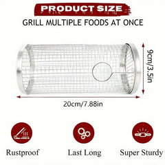 Stainless Steel BBQ Grill Mesh Round Grilled Cage For Veggies Fish