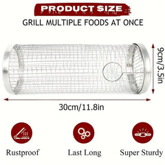 Stainless Steel BBQ Grill Mesh Round Grilled Cage For Veggies Fish
