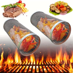 Stainless Steel BBQ Grill Mesh Round Grilled Cage For Veggies Fish