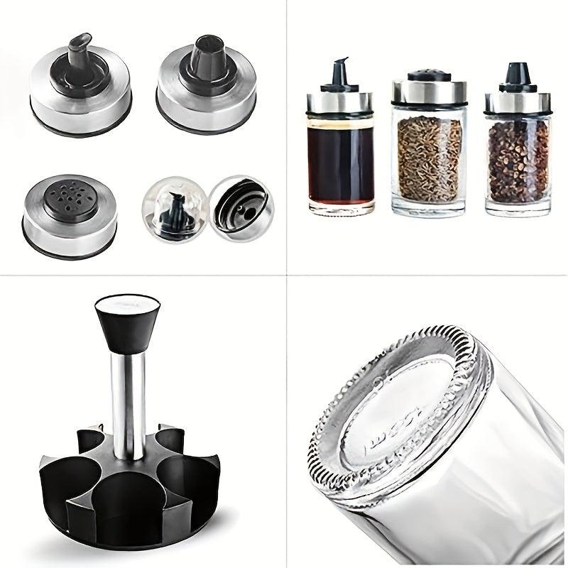 6pcs Glass and Stainless Steel Vinegar and Pepper Bottles