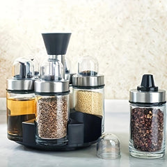 6pcs Glass and Stainless Steel Vinegar and Pepper Bottles