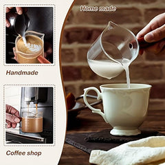 2 Pack Espresso Shot Glasses With Wooden Handle and Measuring Three Milk Cups