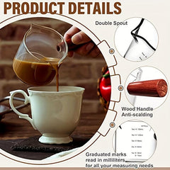 2 Pack Espresso Shot Glasses With Wooden Handle and Measuring Three Milk Cups