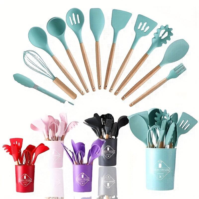 12pcs Silicone Utensil Set Non Stick Kitchen Tools with Holder