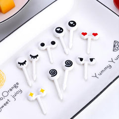 10 PCS Mini Fruit Forks Skewers Cartoon Eyes Fruit Toothpick Dessert Food Picks
