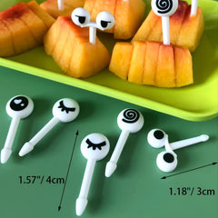 10 PCS Mini Fruit Forks Skewers Cartoon Eyes Fruit Toothpick Dessert Food Picks