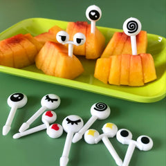 10 PCS Mini Fruit Forks Skewers Cartoon Eyes Fruit Toothpick Dessert Food Picks