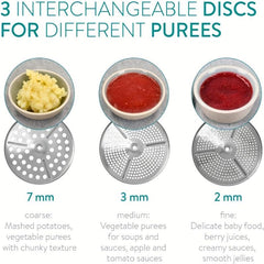 Stainless Steel Food Mill and Potato Masher with 3 Discs