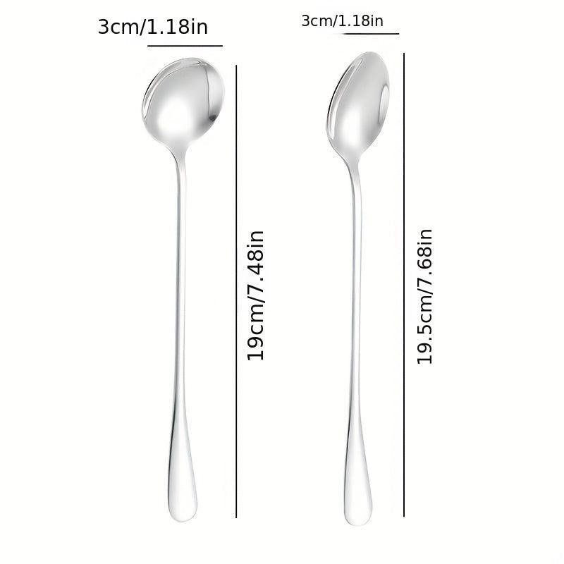 8pcs Long Handle Stainless Steel Spoon Set for Desserts, Ice Tea, Coffee