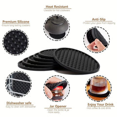 6pcs Silicone Coasters with Holder - Tabletop Protection for Any Table Typ