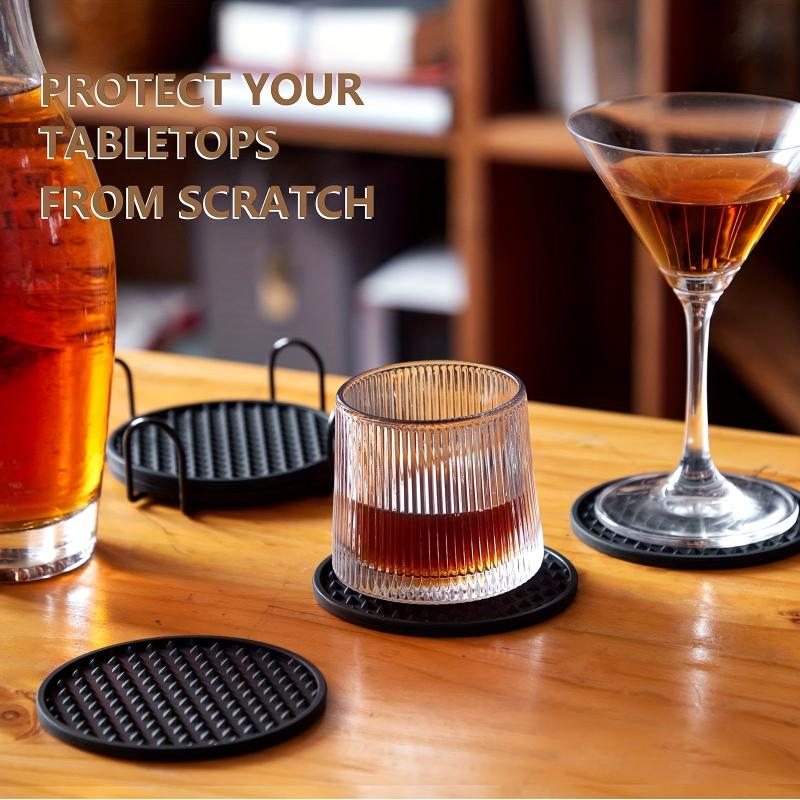 6pcs Silicone Coasters with Holder - Tabletop Protection for Any Table Typ