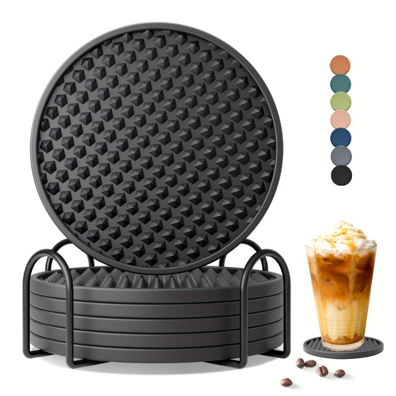 6pcs Silicone Coasters with Holder - Tabletop Protection for Any Table Typ