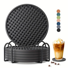 6pcs Silicone Coasters with Holder - Tabletop Protection for Any Table Typ