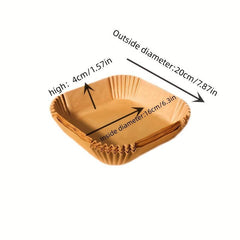 100pcs Disposable Air Fryer Liners 16.0cm Square Paper Air Fryer Liner Pots