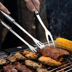 Stainless Steel Barbecue Fork Meat Fork Long Handle 13.78in