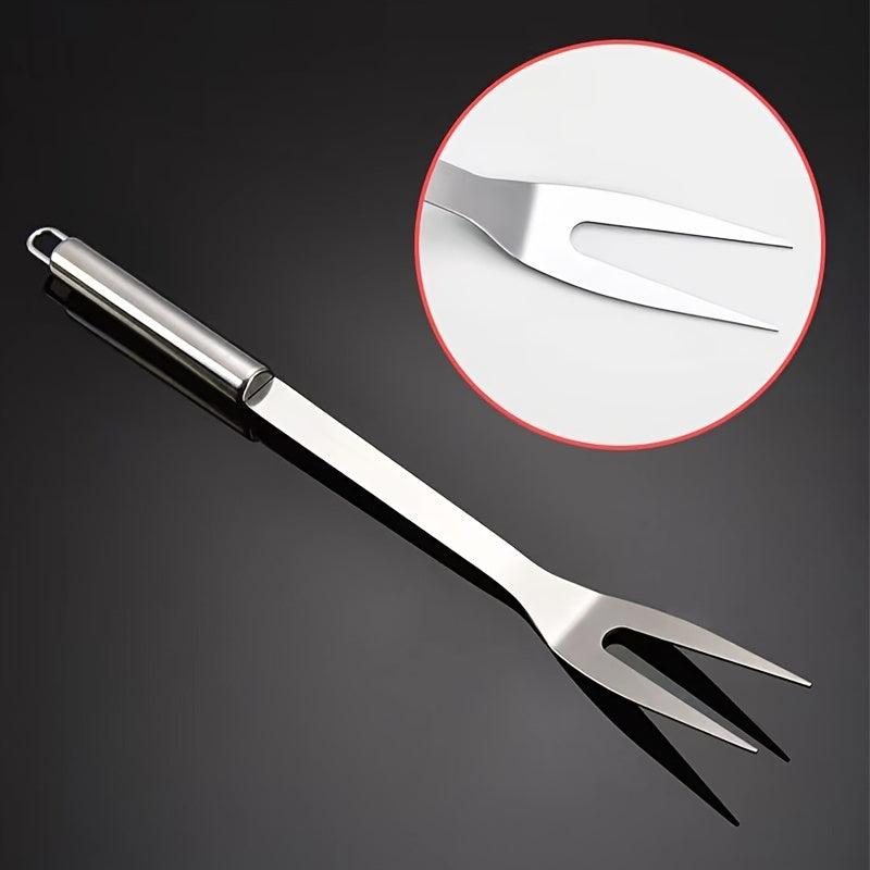 Stainless Steel Barbecue Fork Meat Fork Long Handle 13.78in