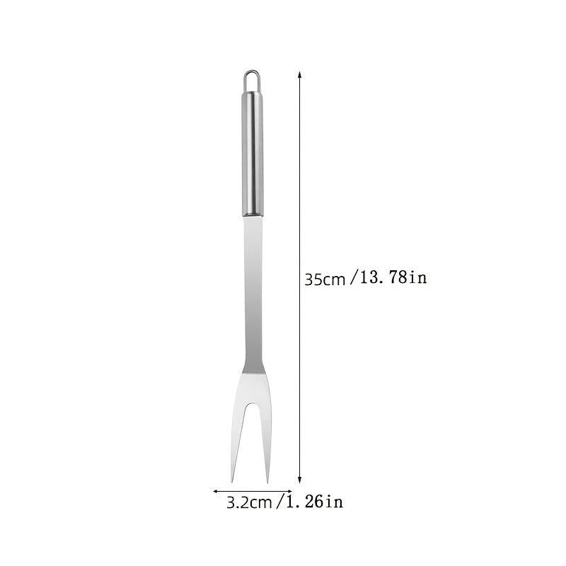 Stainless Steel Barbecue Fork Meat Fork Long Handle 13.78in
