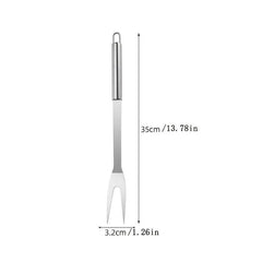 Stainless Steel Barbecue Fork Meat Fork Long Handle 13.78in