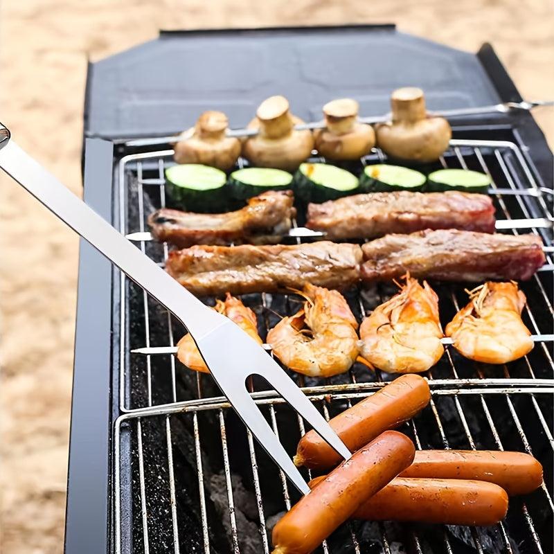 Stainless Steel Barbecue Fork Meat Fork Long Handle 13.78in