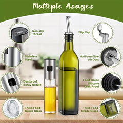 5pcs Cooking Set Olive Dispenser 17oz Spray Bottle 100ml Green Vinegar Glass