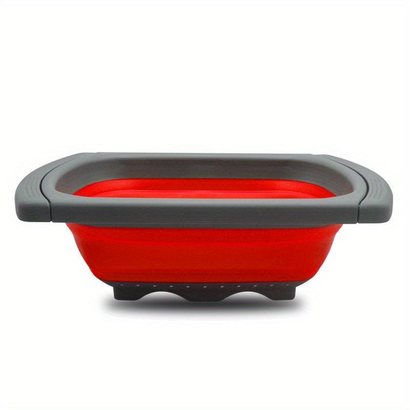 1pc Silicone Collapsible Colander Vegetable Washing Basket Strainer