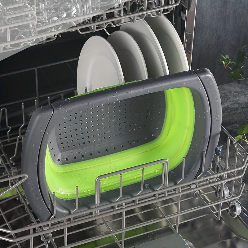 1pc Silicone Collapsible Colander Vegetable Washing Basket Strainer