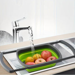 1pc Silicone Collapsible Colander Vegetable Washing Basket Strainer