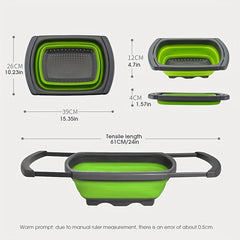 1pc Silicone Collapsible Colander Vegetable Washing Basket Strainer