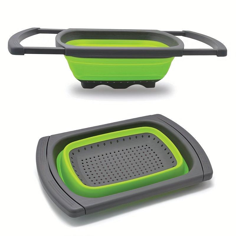 1pc Silicone Collapsible Colander Vegetable Washing Basket Strainer