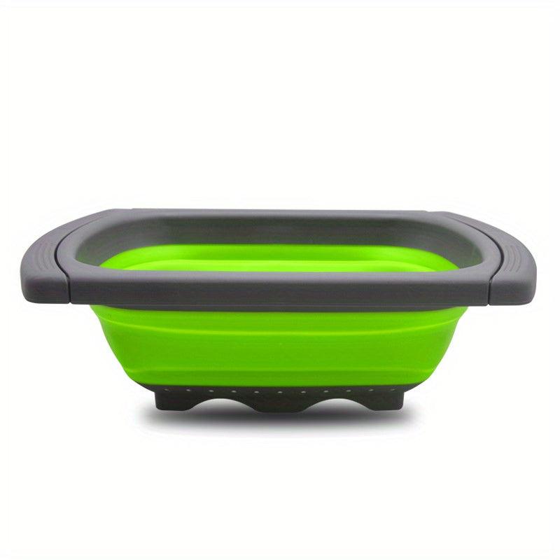 1pc Silicone Collapsible Colander Vegetable Washing Basket Strainer