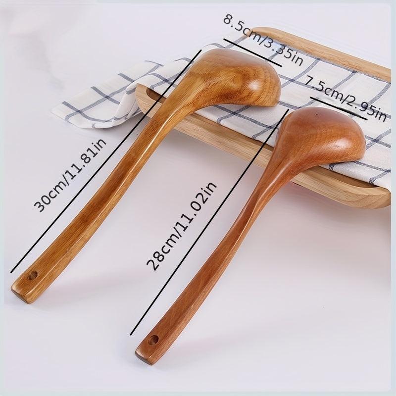 Non Stick Wooden Soup Spoon with Long Handle for Hot Pot and Porridge