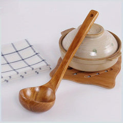 Non Stick Wooden Soup Spoon with Long Handle for Hot Pot and Porridge