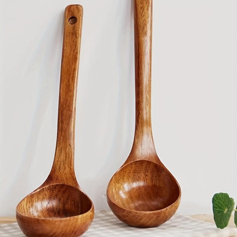 Non Stick Wooden Soup Spoon with Long Handle for Hot Pot and Porridge