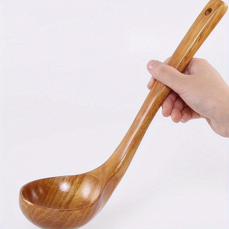 Non Stick Wooden Soup Spoon with Long Handle for Hot Pot and Porridge