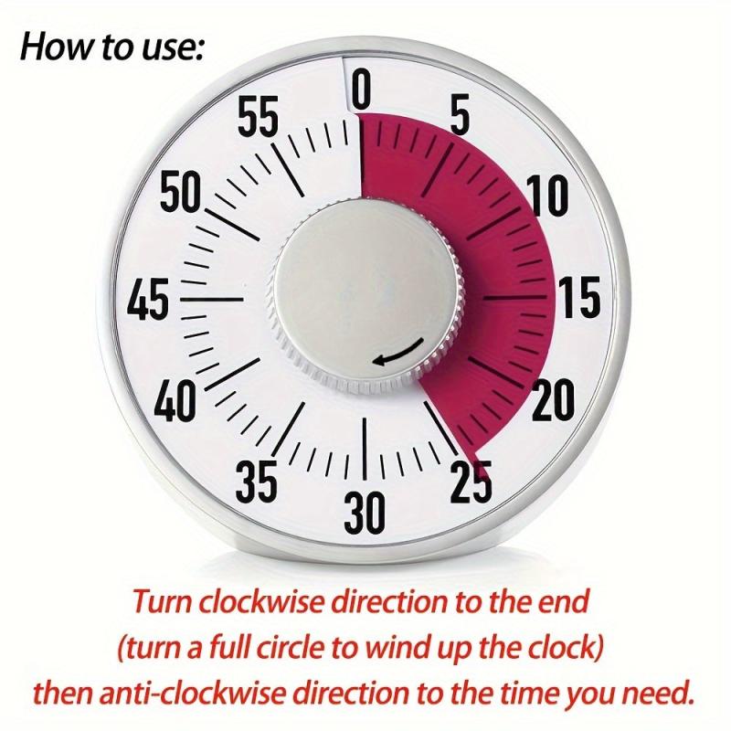 Round Mechanical Countdown Timer Classroom Kitchen Timer