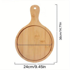 Bamboo Pizza Board Round Wooden Pizza Tray With Handle