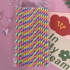 50pcs Disposable Paper Straws Rainbow Straws Pack