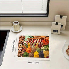 Rubber Dish Drying Mat Kitchen Absorbent Pad Non Slip Placemat Drainer
