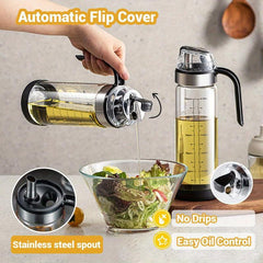 18 OZ Olive Dispenser Auto Flip Bottle Leakproof Cap Vinegar Dispenser